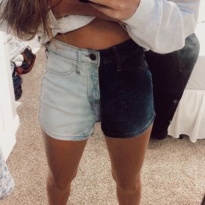Half bleached denim shorts size 4